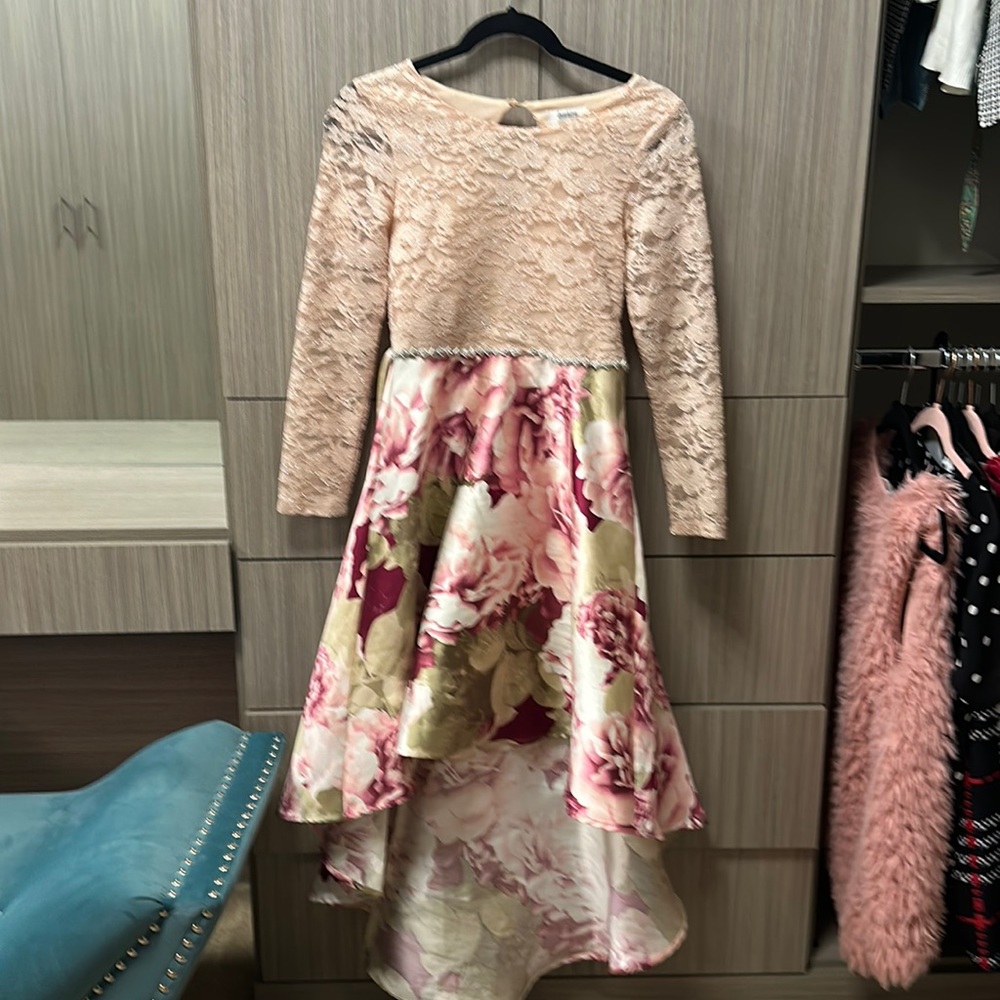 Pink flower girls party dress